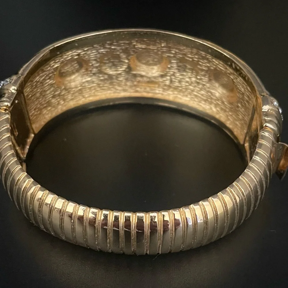 Christian Dior Yellow Gold Plated Bangle Bracelet Vintage - Picture 6 of 7